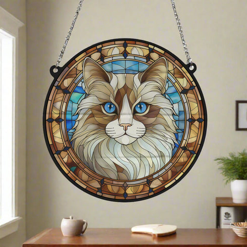 Cat Ragdoll Stained Glass Effect Suncatcher